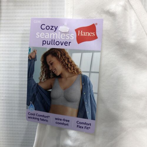 Hanes Women's Cozy T-shirt Bra Wireless Seamless G196 White Wirefree Size 3XL