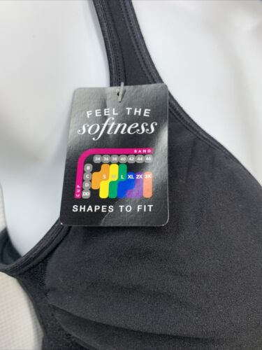 BALI ComfortFlex Fit Wireless Seamless Bra Black DF3484 Size XL Knit-in Zones