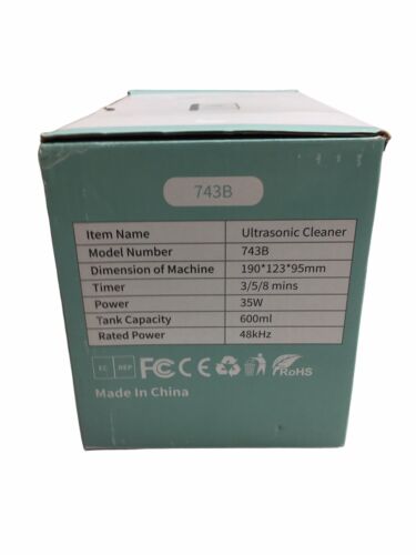 48KHz Ultrasonic Jewelry Cleaner Machine with 600ML Stainless Steel Tank-743B