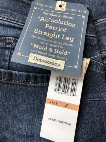 Democracy Ab-Solution Patriot Straight Leg Mold & Hold Jeans Size 2 Long Pants