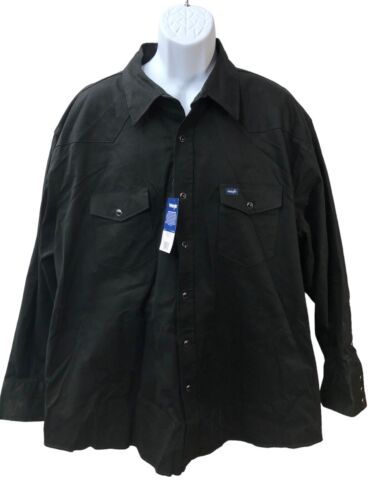 Wrangler Men's Premium Performance Advanced Comfort Workshirt Black Size 4XL