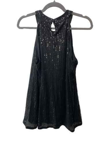 Grace Karin Black Cut In Sleeveless Sequin Front  Women’s Size Large Top Black