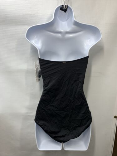 Anne Cole MYM000501 Women's Twist Front Shirred One Piece Swimsuit Black Size 8