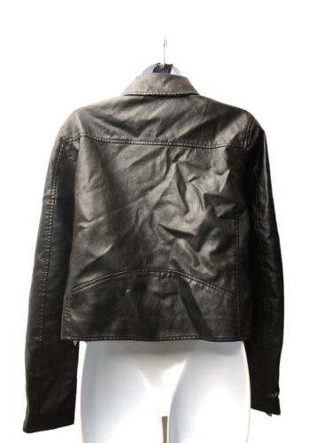 ANTHROPOLOGIE Faux Leather Moto Jacket Women's Size Small Black Long Sleeve