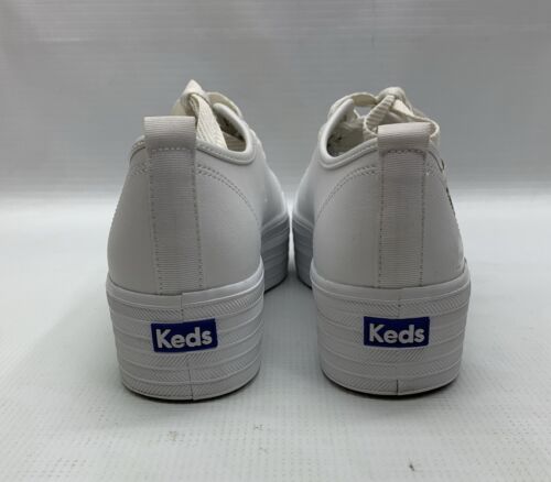 Keds Women's Triple Kick Leather Sneaker White 8 White Lace-up Athletic Shoes