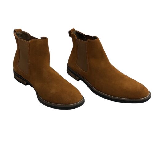 Bruno Marc Urban 06 Men’s Suede Leather Chelsea Boots Pull-on US 12 Camel Brown