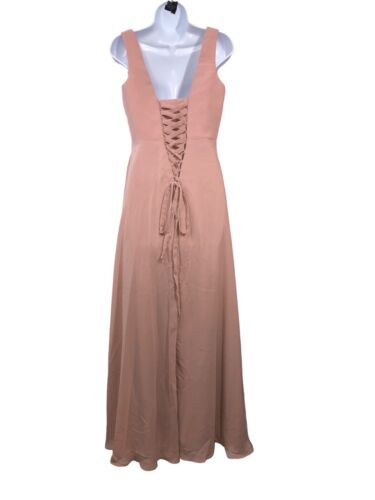 Pomuyoo Women's Sleeveless V-Neck Floor Length Bridesmaid Dress Pink Size 4