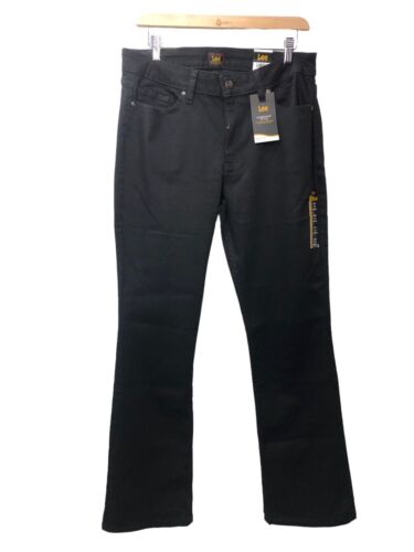 Lee Womens Legendary Mid Rise Bootcut Jean Black Long Pants Stretch 12 Medium