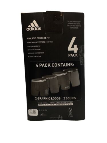 Adidas Men’s Athletic Comfort Fit Stretch Cotton Boxer Brief Size XL - 4 Pack