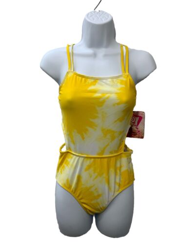 Kanu Surf Girls Swimsuit Size 16 One Piece Sport Cut Out Beach Girl Yellow 9564