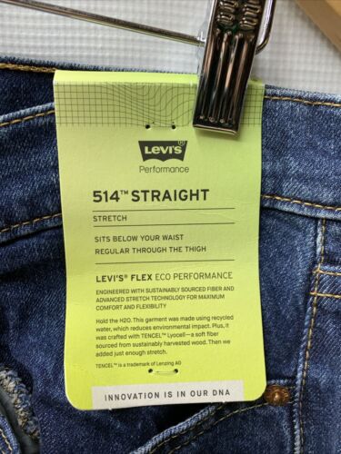 Levi's Mens 514 Straight Fit Cut Jeans Size Long Pants Classic Size W34/L32 Blue