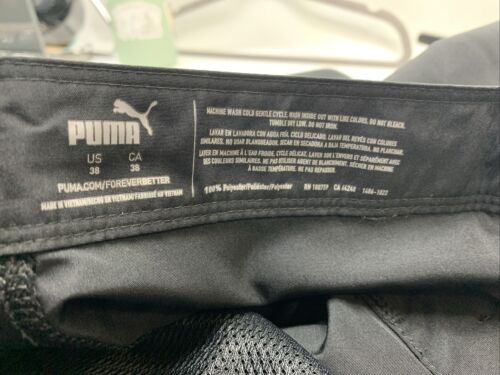 Puma Big Cat Swim Board Short 38 Regular Fit Repel Water Snap-button Closure Blk