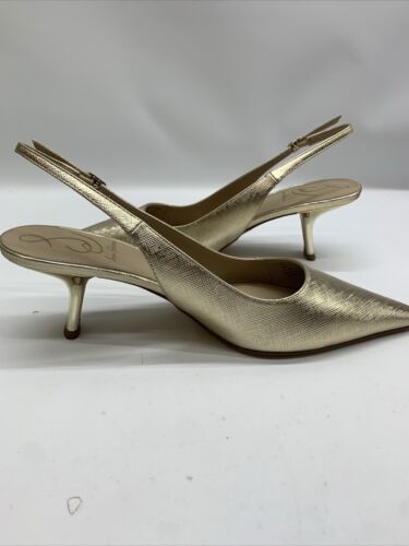 Sam Edelman Women's Bianka Slingback Pump Gold Met Heel Sandal I2677S2900 Size 9