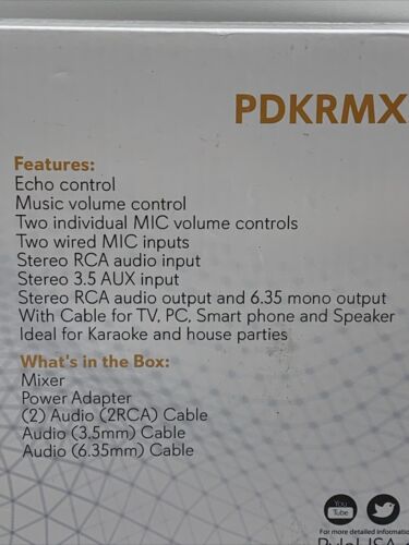 Pyle PDKRMX2M Compact Karaoke Audio Mixer Blac for DJ Sound Home Party & Theater