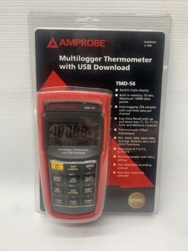 Amprobe TMD-56 Multi-logging Digital Thermometer LCD Display with USB Download