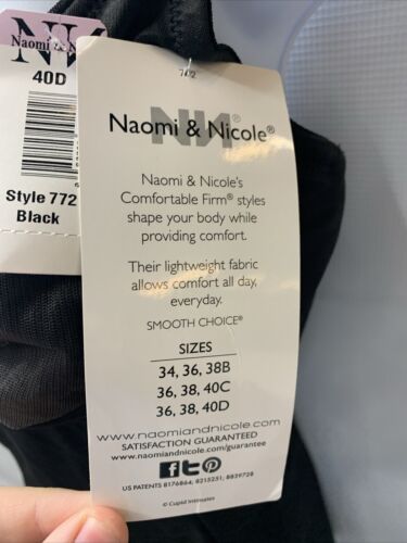 Naomi & Niclole Women's 772 Body Briefer Size 40D Black Comfortable Firm Control