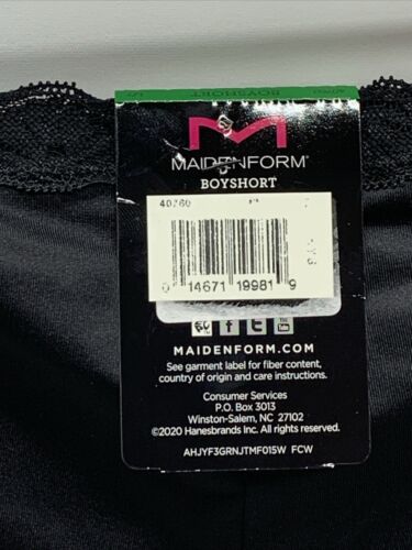 Maidenform Women's Microfiber Boyshort With Lace 40760 Black Large - 3 Pack