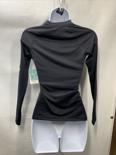 ROXY Whole Hearted Long Sleeve UPF 50 Rashguard Shirt Anthracite Black Size XS