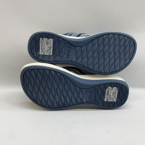 Women's Clarks Arla Wave Sandals in Blue Combi SIze 6.5W Open Toe Slip-on - USED