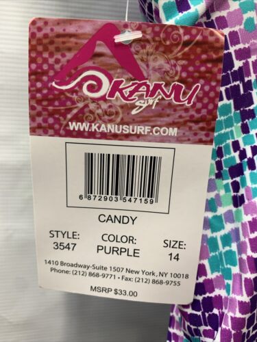 Kanu Surf Girl’s Beach Sport Two-Piece Banded Tankini Swimsuit Size 14 Candy