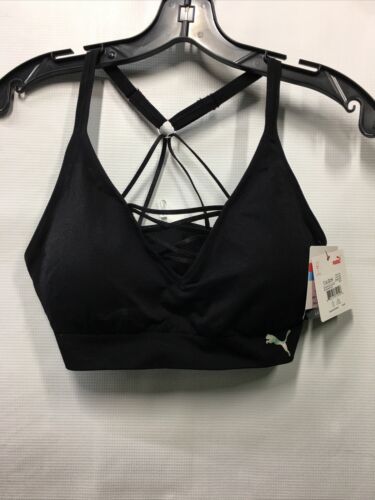 PUMA Women's Seamless Workout Sports Bra Black Size Large Breathable Lightweight