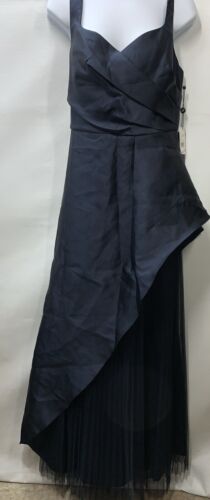 Adrianna Papell Womens Mikado Long Dress Midnight Blue Size 12 Princess Seaming