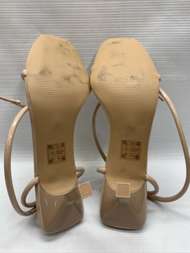 ALDO Women's Dime Pump Bone Heel Sandal Size 9 Open Square Toe Buckle closure