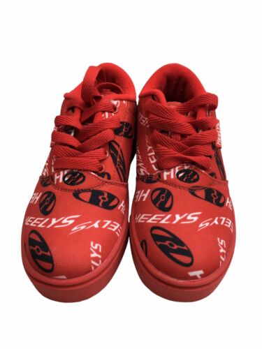 Heelys Size 4 Youth Pro 20 Prints Skate Shoes Red Lace-up with Wheels - NO PLUGS