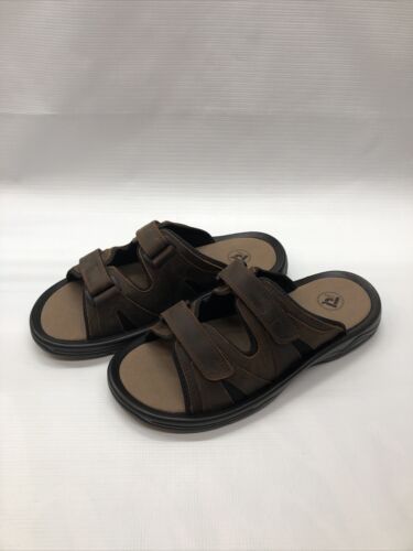 Propet Vero Slide Mens Size 13 Brown Casual Sandals MSV003LBRN Hook & Loop (NEW)