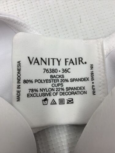 Vanity Fair 76380 Beauty Back Full Figure Underwire Bra Size 36C 4-way Stretch