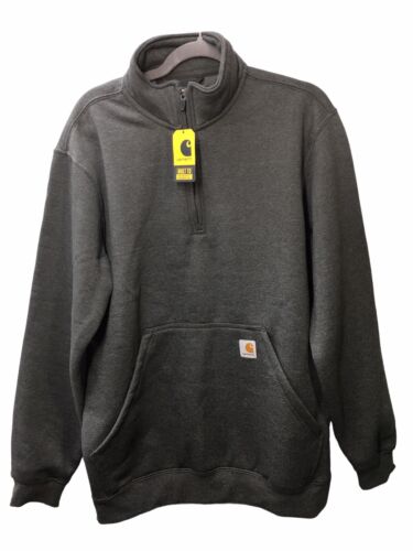 Carhartt Quarter-Zip Sweatshirt Carbon Heather Medium TS5294-M Long Sleeve Hood