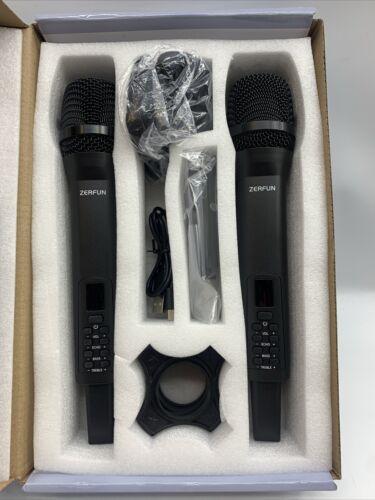 Zerfun Microphone D240 - 2.4GHz Rechargeable Wireless Microphone Black Handheld