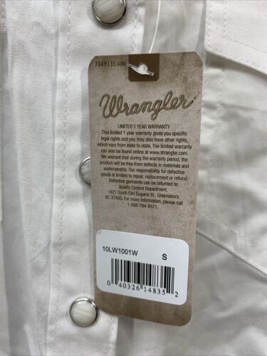 Wrangler Womens Long Sleeve Western Two Pocket Snap Shirt Size S Button-up White