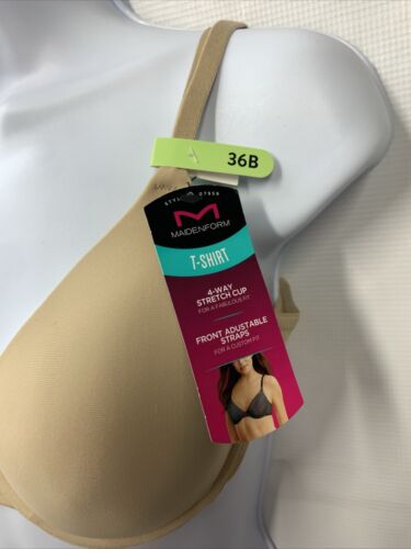 Maidenform T-shirt Beige Bra Undewire Light Lining 011695 4-way Stretch Size 36B