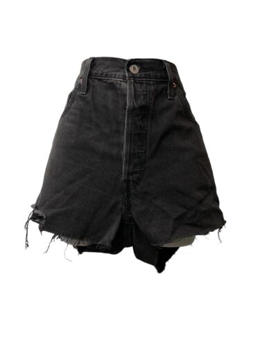 Levi's 501 Women’s Jean Denim Shorts Black Distressed Cut Off Button Size W32