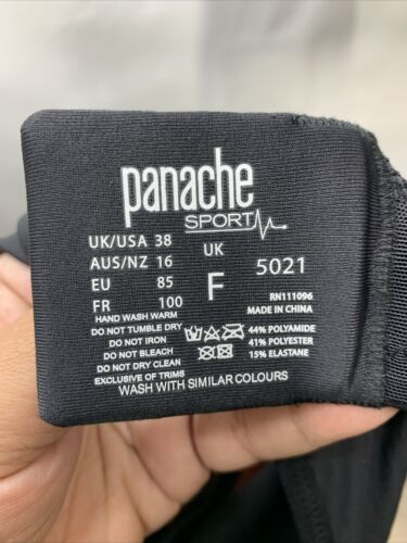 Panache Size 38F Plus High-impact Underwire Sports Bra Black 5021 Max Support