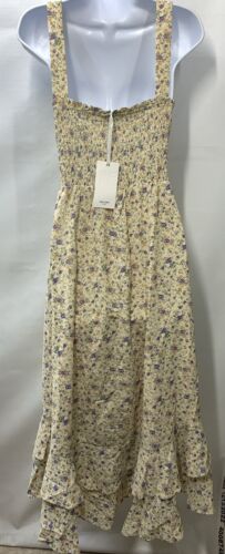 GRACE KARIN Summer Floral Boho Dress Square Neck Strapped Swing Size 2XL Yellow