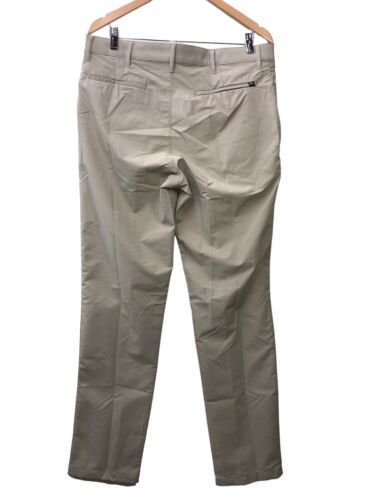 Banana Republic Men's Flat Front Long Khaki Pant 34x34 Cream Gray Loop Waist