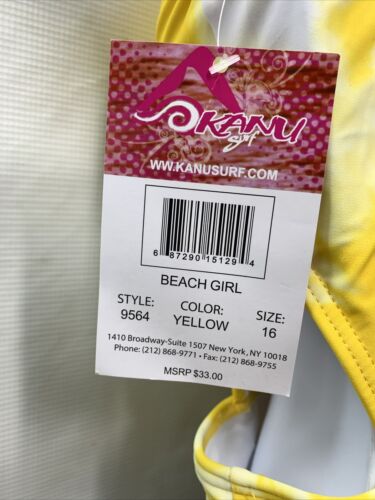 Kanu Surf Girls Swimsuit Size 16 One Piece Sport Cut Out Beach Girl Yellow 9564