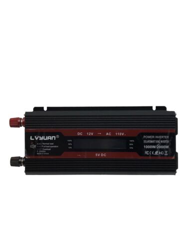 1000W 2000W Car Vehicle Power Inverter Converter DC 12V to AC 110V 2USB 4AC LCD