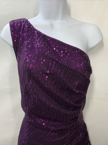 GRACE KARIN Women Sleeveless One Shoulder Sequin Dress Wrap Dress Size XL Purple