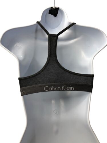 Calvin Klein Women's Motive Cotton Lightly Lined Bralette Gray Small Wireless