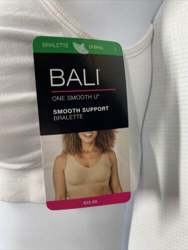 207X01 Bali Women's One Smooth U Smooth Support Bralette White DFBRAL-100 Size L