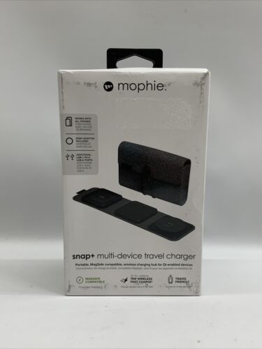 Black Mophie Snap+ 3-in-1 Multi-Device Travel Magsafe Compatible Charger Black