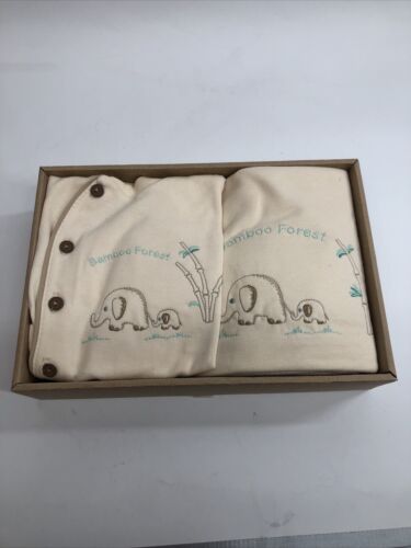 Happy Organic Baby Layette Gift Clothing 10-pcs Newborn Gift Set Elephant White