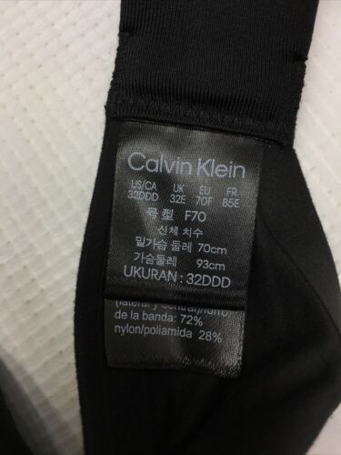 Calvin Klein F3837 Perfectly Fit T-Shirt Microfiber Padded Bra Black Size 32DDD