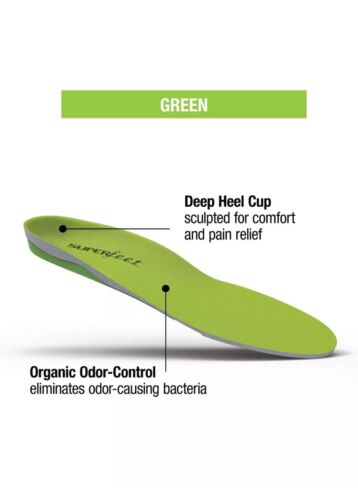 Superfeet Green, Professional-Grade High Arch Orthotic Insert Sz C M5.5-7/W6.5-8