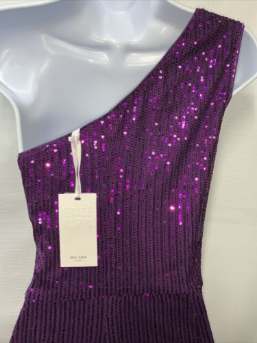 GRACE KARIN Women Sleeveless One Shoulder Sequin Dress Wrap Dress Size XL Purple