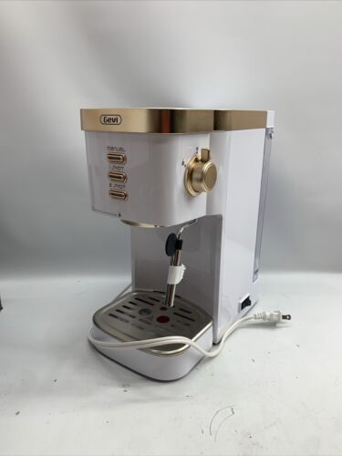 Gevi 2-in-1 Espresso Coffee Machine 20 Bar, Milk Frother GECME022-U White Gold