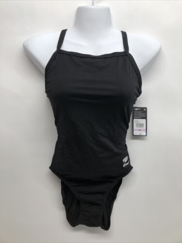 Speedo Endurance+ Womens Black Flyback One Piece Training Suit Size 6/32 819016